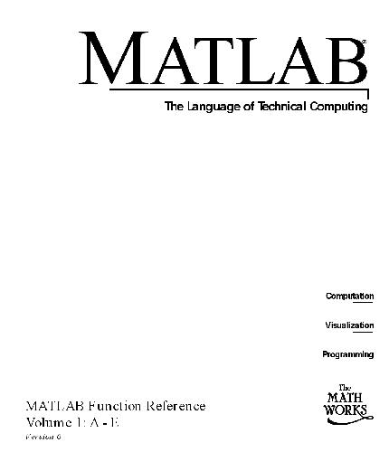 MATLAB Function Reference