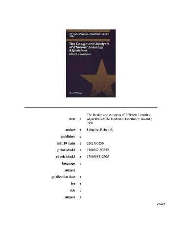 The design and analysis of efficient learning algorithms pdf free download